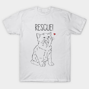 Rescue Cat Drawing, Rescue Kitten Sketch, Adopt Don't Shop T-Shirt